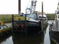 Crane barge dredger work boat